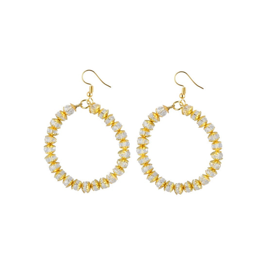 Fashion Women's Alloy, Golden Crytal Hanging Earrings-Gold