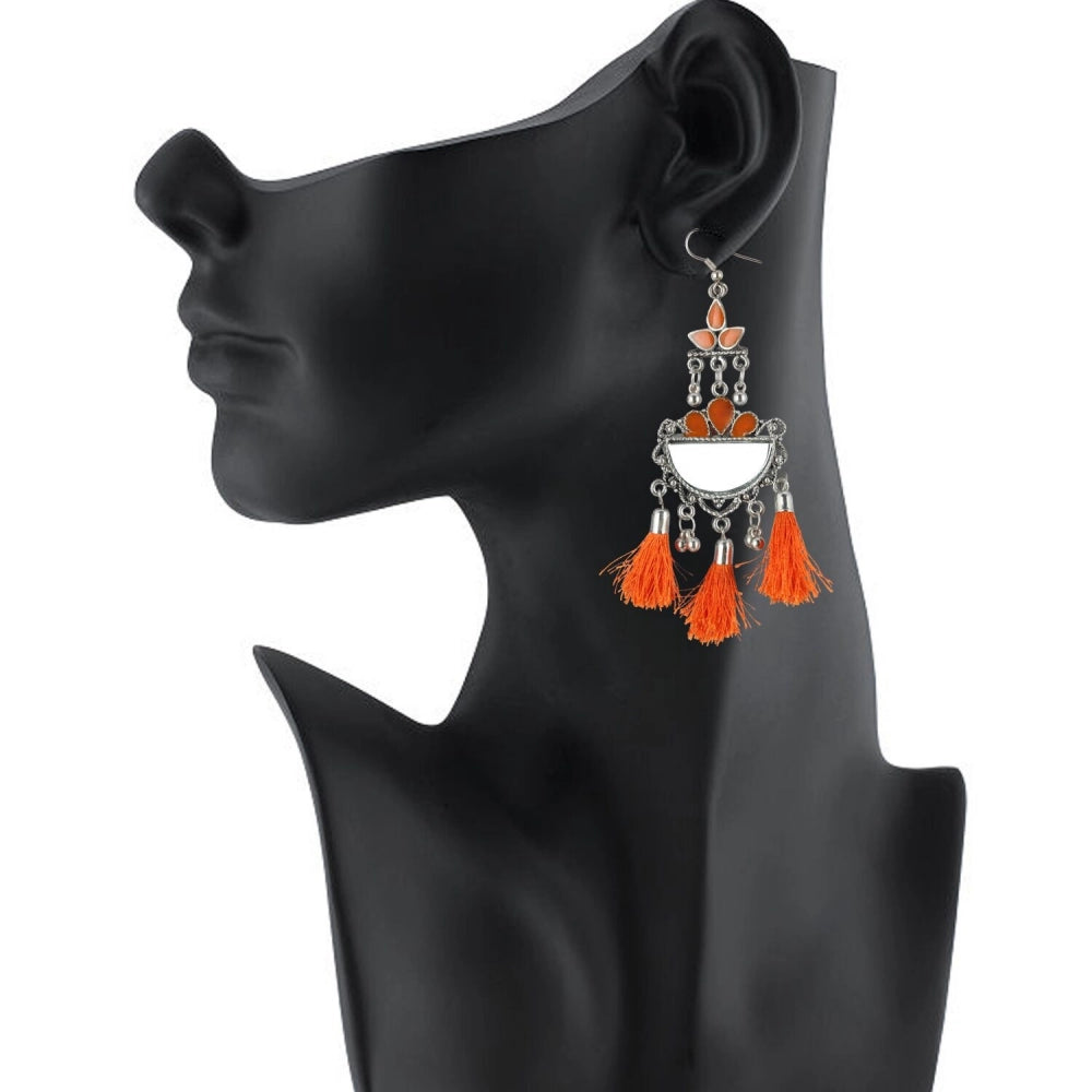 Fashion Women's Alloy Afgani Tassel Earrings-Orange