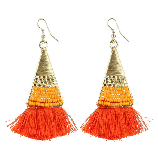 Fashion Women's Alloy, Beads Hook Dangler Hanging Tassel Earrings-Multicolour
