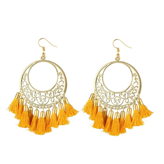 Fashion Women's Gold Plated Hook Dangler Hanging Tassel Earrings-Gold