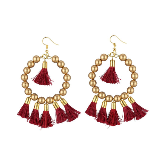 Fashion Women's Alloy Hook Dangler Hanging Tassel Earrings-Gold