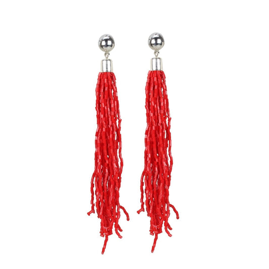 Fashion Women's Alloy, Beads Hook Dangler Hanging Earrings-Red