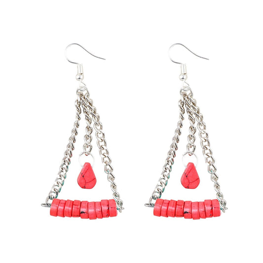 Fashion Women's Silver Plated, Beads Hook Dangler Hanging Earrings-Silver