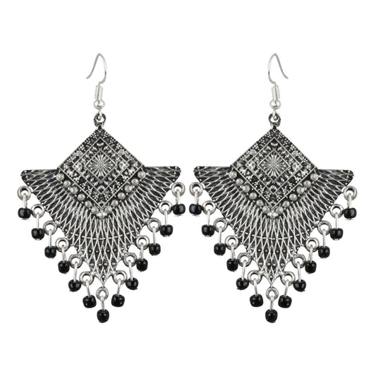 Fashion Women's Silver Plated Afgani Earrings-Silver