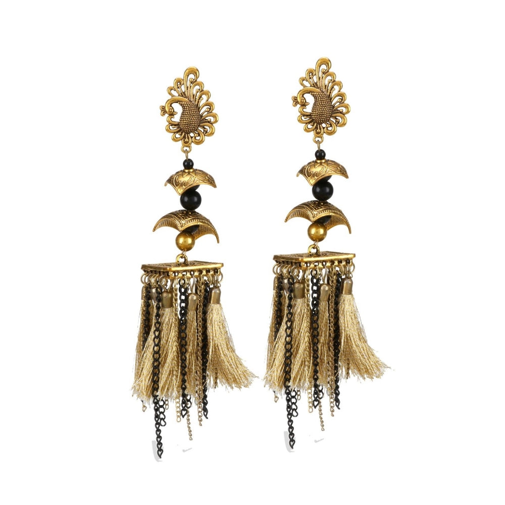 Fashion Women's Alloy, Gold plated Hook Dangler Hanging Earrings-Golden