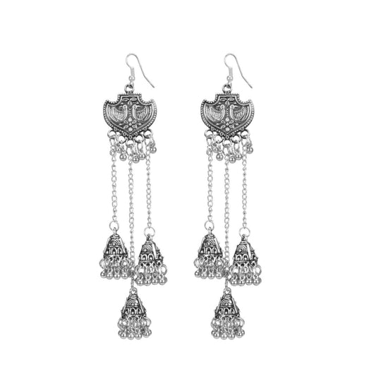 Fashion Women's Alloy, silver Plated Afgani Earrings-Silver