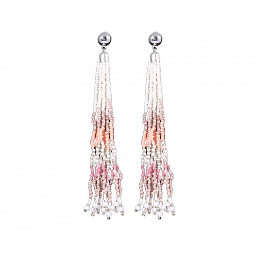 Fashion Women's Alloy, Beads Hook Dangler Hanging Thread Earrings-Pink