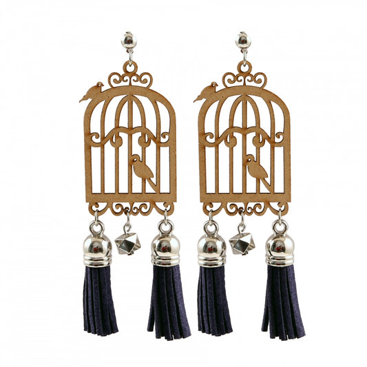 Fashion Women's Alloy, wooden Hook Dangler Hanging Earrings-Brown