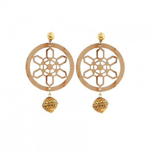Fashion Women's Alloy, Beads Hook Dangler Hanging Earrings-Brown