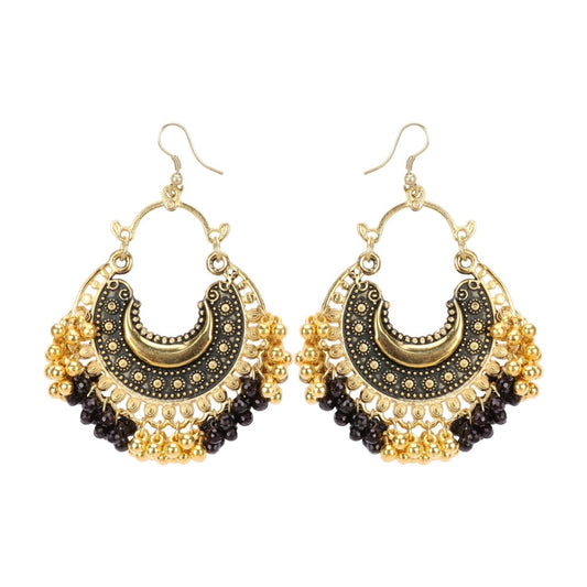 Fashion Women's Oxidized Silver plated Hook Dangler Hanging Earrings-Black