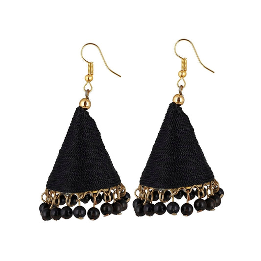 Fashion Women's Alloy, Beads Hook Dangler Hanging Earrings-Black