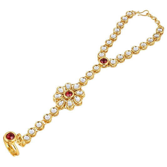 Fashion Women's Gold Plated Elegant Hathphool Bracelet-Gold