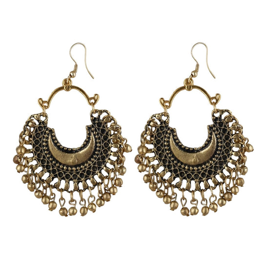 Fashion Women's Alloy, Gold plated Hook Dangler Hanging Earrings-Golden
