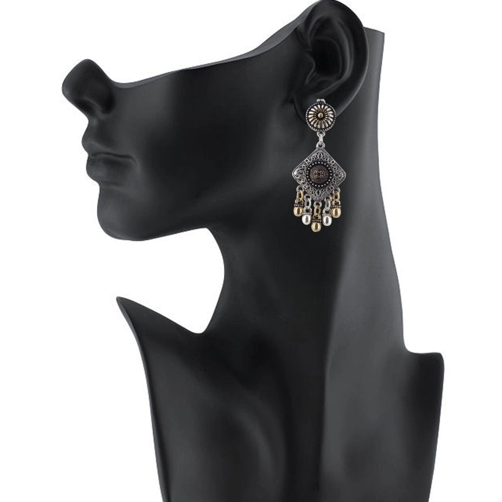 Fashion Women's Silver Plated Hook Dangler Hanging Earrings-Gold