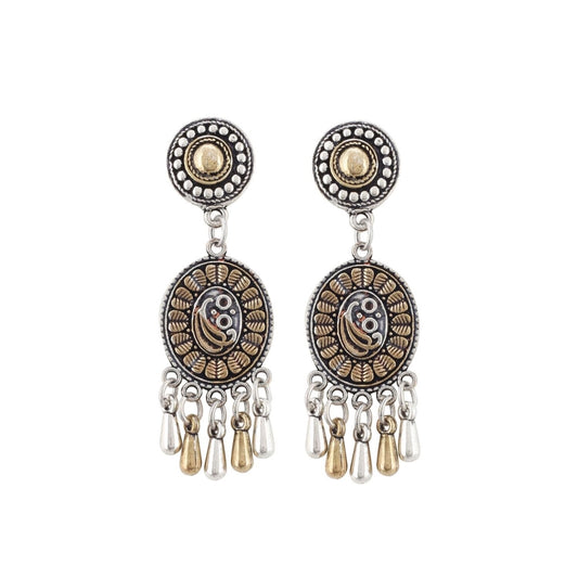 Fashion Women's Silver Plated Hook Dangler Hanging Earrings-Gold