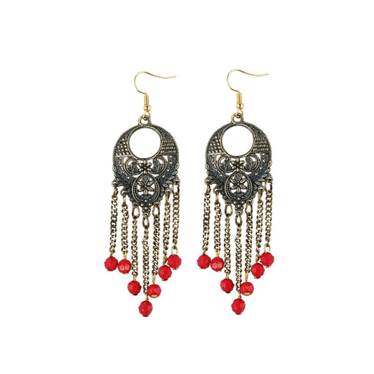 Fashion Women's Gold Plated Designer Hanging Beads Earrings-Silver