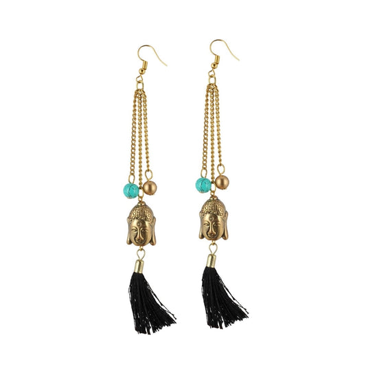 Fashion Women's Golden Buddha Style Earrings-Gold