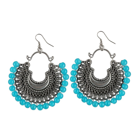 Fashion Women's Onyx Stone, Silver plated Hook Dangler Hanging Fashion Earrings-Silver