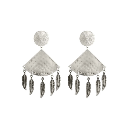 Fashion Women's Silver Plated Hook Dangler Hanging Tassel Earrings-Silver