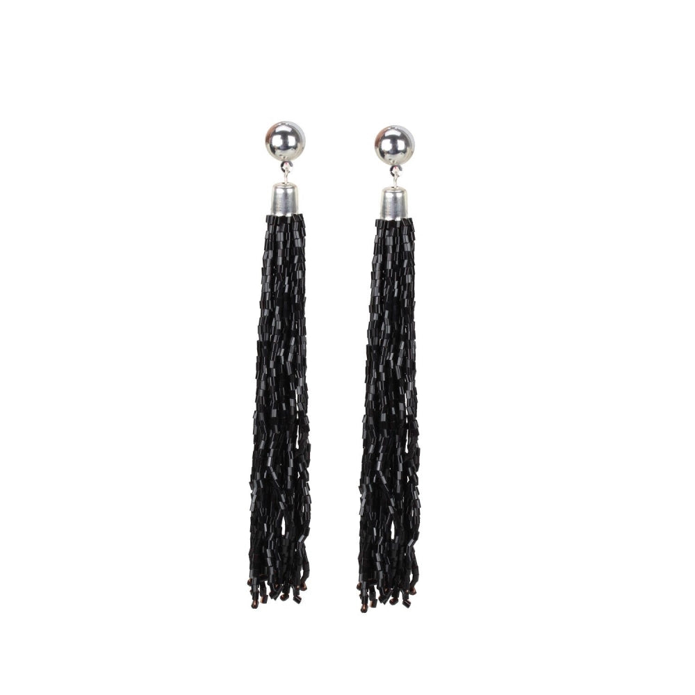 Fashion Women's Alloy, Beads Hook Dangler Hanging Earrings-Black