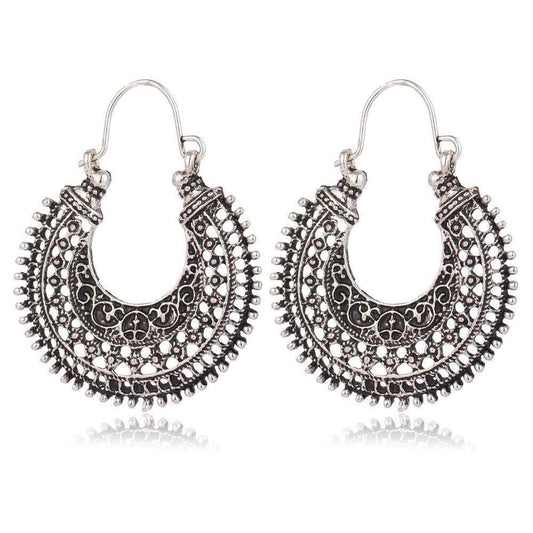 Fashion Women's Silver Plated Hook Dangler Hanging Earrings-Silver