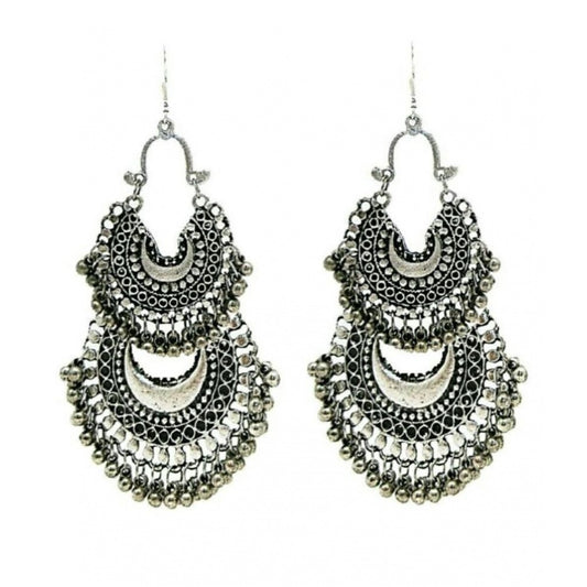 Fashion Women's Silver Plated Afgani Earrings-Silver