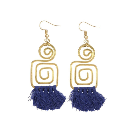 Fashion Women's Alloy Hook Dangler Hanging Tassel Earrings-Gold
