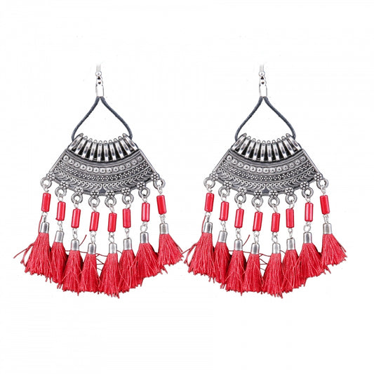 Fashion Women's Silver plated Hook Dangler Hanging Statement Earrings-Silver