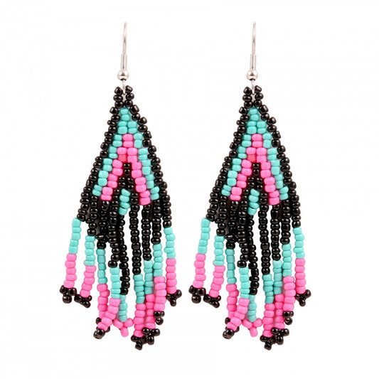 Fashion Women's Alloy, Beads Hook Dangler Hanging Earrings-Multicolour