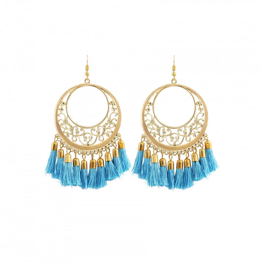 Fashion Women's Gold Plated Hook Dangler Hanging Tassel Earrings-Gold
