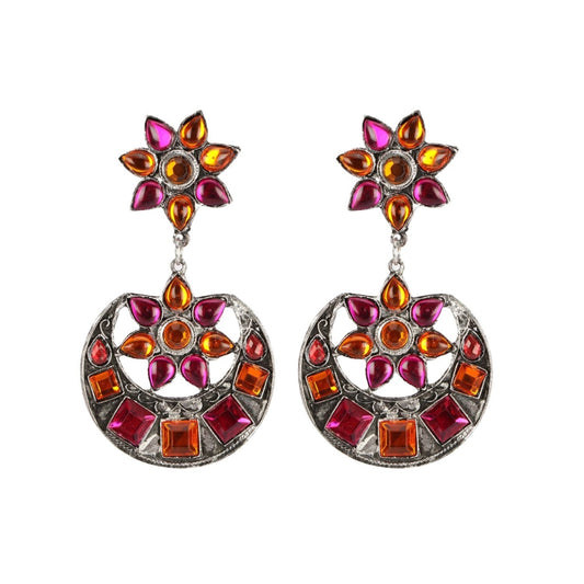 Fashion Women's Silver plated Hook Dangler Hanging Earrings-Multi