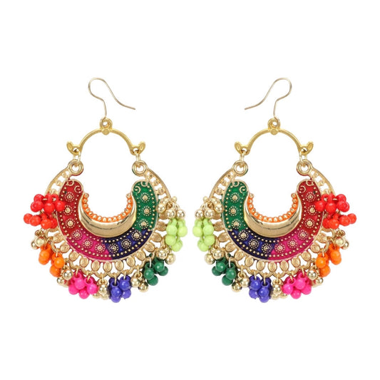 Fashion Women's Oxidized Silver plated Hook Dangler Hanging Earrings-Multi