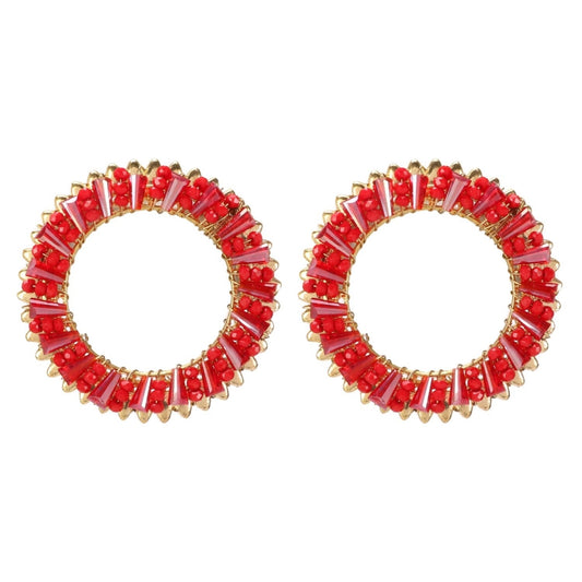 Fashion Women's Oxidized Silver plated Hook Dangler Hanging Earrings-Red
