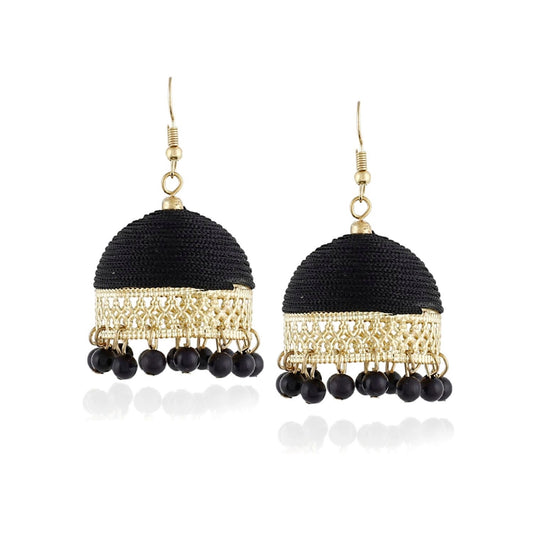 Fashion Women's Alloy, Thread Hook Dangler Hanging Earrings-Black