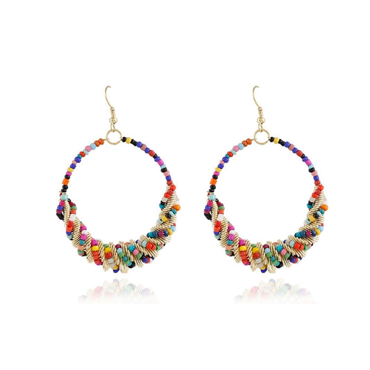 Fashion Women's Alloy, Beads Hook Dangler Hanging Earrings-Multi