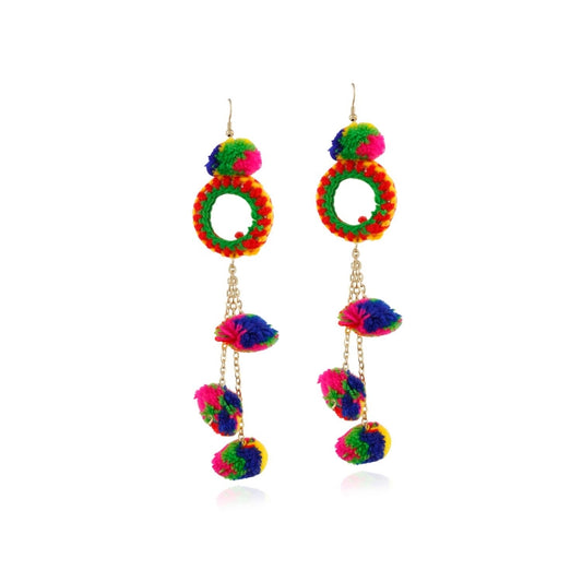 Fashion Women's Alloy, glass Hook Dangler Hanging Earrings-Multi