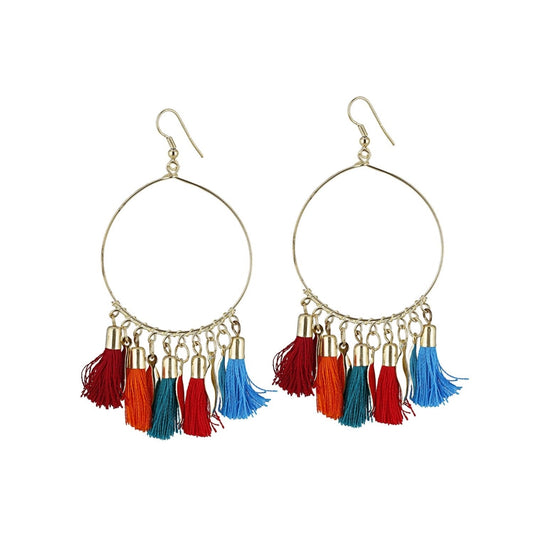 Fashion Women's Alloy Hook Dangler Hanging Tassel Earrings-Multi