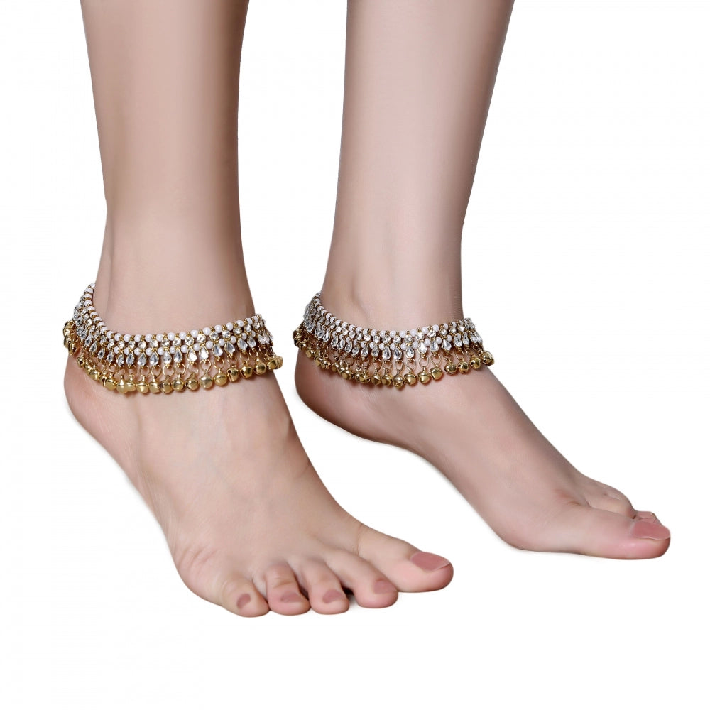Fashion Women's Gold Plated Anklets-Golden