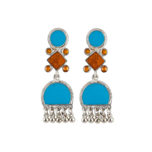 Fashion Women's Alloy, silver Plated Hook Dangler Hanging Earrings-Blue