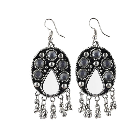 Fashion Women's Alloy, Metal Hook Dangler Hanging Earrings-Silver