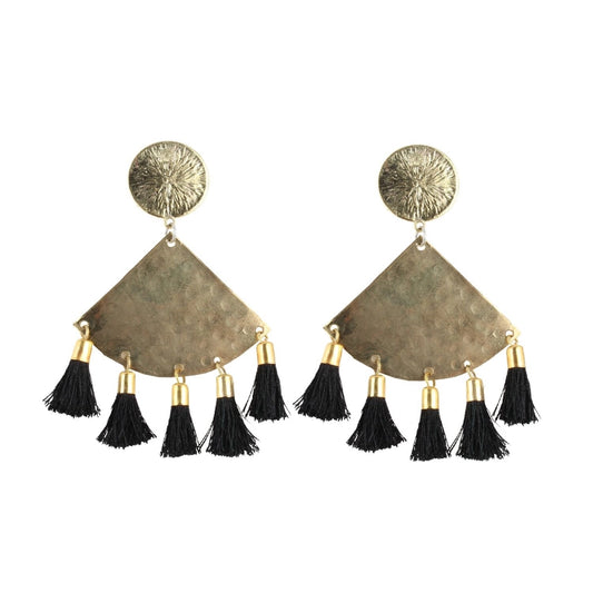 Fashion Women's Silver Plated Hook Dangler Hanging Tassel Earrings-Golden