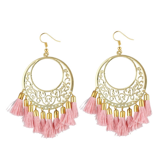 Fashion Women's Gold Plated Hook Dangler Hanging Tassel Earrings-Gold