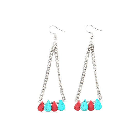 Fashion Women's Silver Plated Hook Dangler Hanging Earrings-Silver