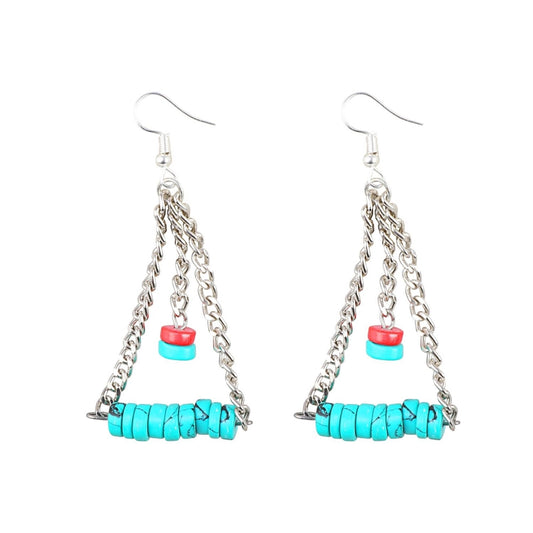Fashion Women's Silver Plated, Beads Hook Dangler Hanging Earrings-Silver