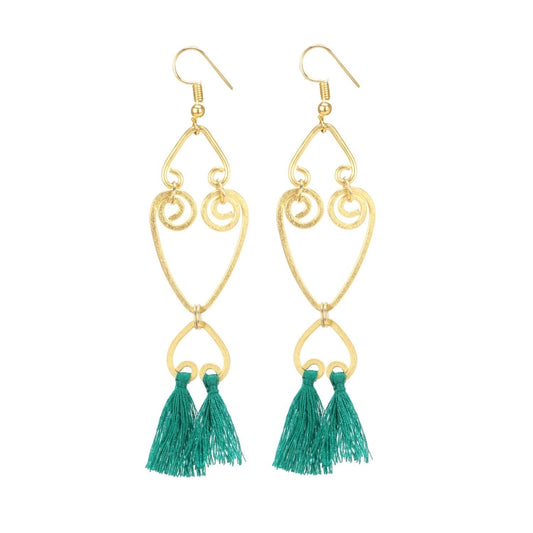 Fashion Women's Oxidized Gold plated Hook Dangler Hanging Tassel Earrings-Gold