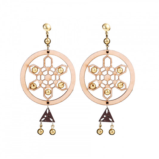 Fashion Women's Alloy, Beads Hook Dangler Hanging Earrings-Brown
