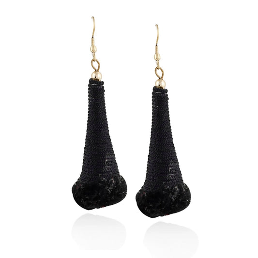 Fashion Women's Alloy, Thread Hook Dangler Hanging Earrings-Black