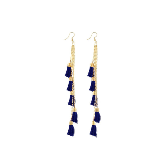 Fashion Women's Alloy, Beads Hook Dangler Hanging Earrings-Blue