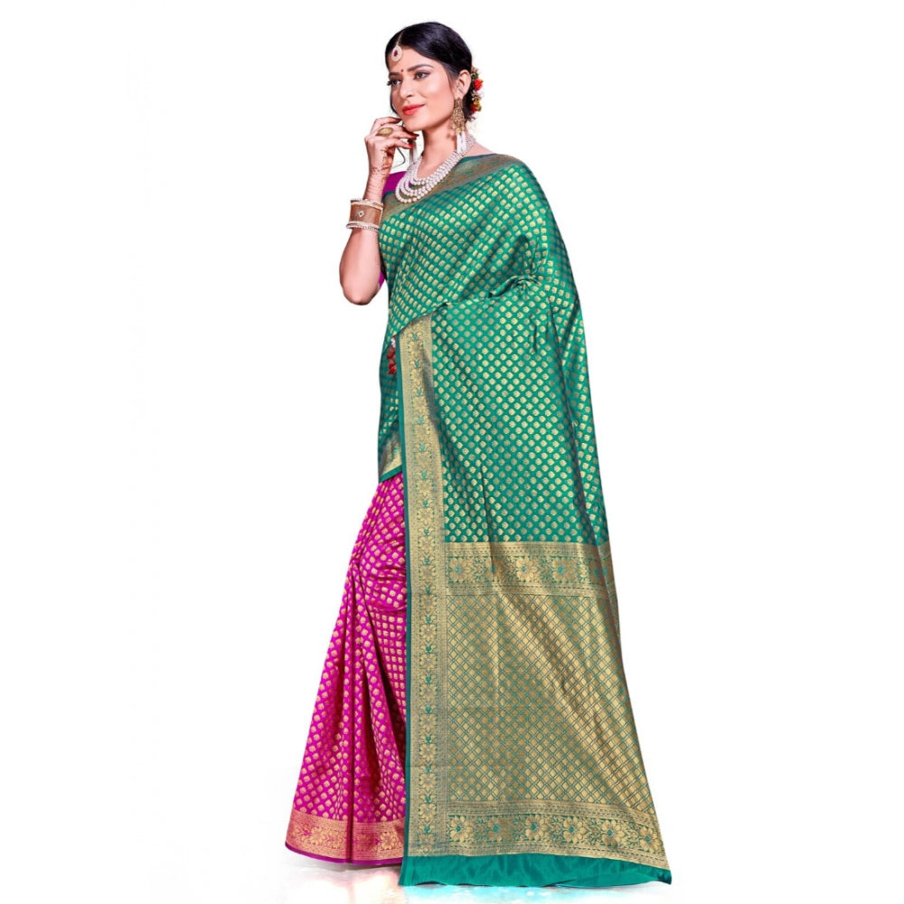 Amfyn Women's Banarasi silk Saree with Blouse (Multi, 5-6mtr)