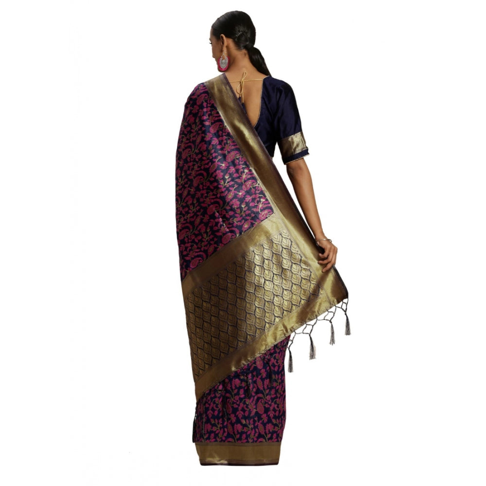 Amfyn Women's Banarasi silk Saree with Blouse (Multi, 5-6mtr)